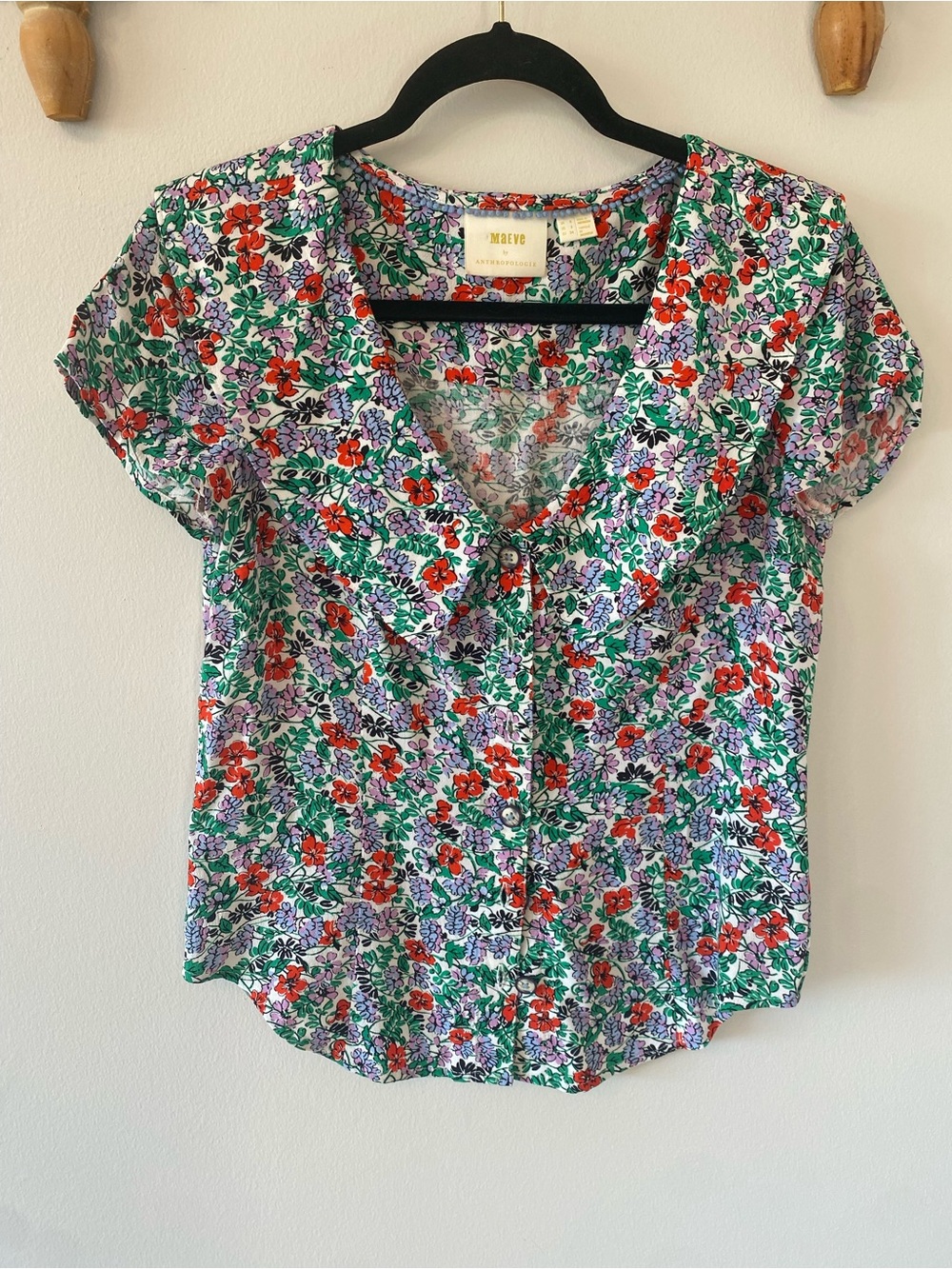 Anthropologie Maeve Floral whimsical top w/ collared detail - French Girl - Picture 3 of 6